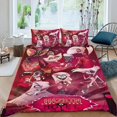 thumbnail image 2 of Hazbin Hotel Conjunto de sábanas temático, trío de piezas, cómodo y amigable con la piel, diseño único, regalo de decoración para el hogar para familiares, amigos y fans,173cm *218cm, 2 of 6