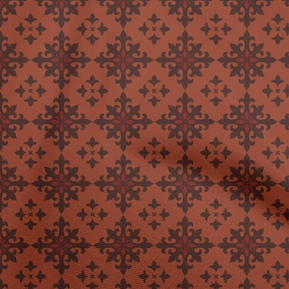 oneOone Georgette Viscose Brown Fabric Damask Fabric For Sewing Printed Craft Fabric By The Yard 42 Inch Wide