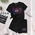 thumbnail image 5 of BFHHYA Girls 4th of July Shorts Set Floral & Flag Print Short Sleeve Tee Elastic Waist Shorts Tween Summer 2-Piece Outfit 3-15 Y, 5 of 5