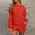 thumbnail image 6 of Efsteb Women 2 Piece Outfits Sweatsuit Casual Long Sleeve Pullover and Shorts Sets Travel Tracksuit (Red,M), 6 of 7