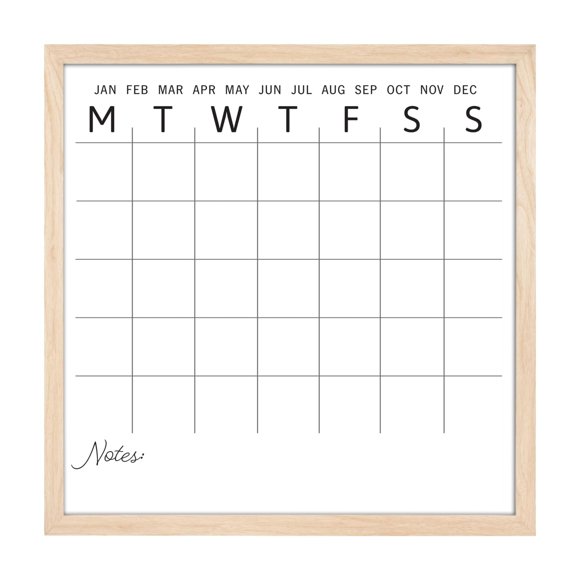 MCS Dry Erase Calander 24x24 Natural Framed Monthly Calendar for The Wall, Stay Organized with Family Planner for Appointments, Sports, Events & More