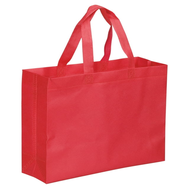 Unique Bargains Sac Cadeau Réutilisable Style Horizontal Non Tissé 25x35cm, Rouge Lot de 10