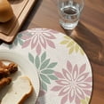 thumbnail image 3 of Geometric Flower Round 15 Inch Placemats Set of 8, Vintage Country Floral Pink Green on Linen HeatResistant Non Slip Place Mats for Dining Table, Wipeable Braided Kitchen Table Mats for Housewarming, 3 of 9