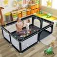 thumbnail image 3 of Infans Baby Playpen Extra-Large Safety Baby Fence w/ Ocean Balls & Rings Black, 3 of 7