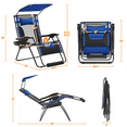 thumbnail image 4 of Alden Design 29in Foldable Zero Gravity Recliner with Sun Shade Cupholder/Pillow, Navy Blue/Black, 4 of 12