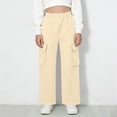thumbnail image 7 of OVAFBAU Girls Wide Leg Cargo Pants Girls Solid Cargo Sweatpants Elastic Waist Soft Pocket Pants, 7 of 7