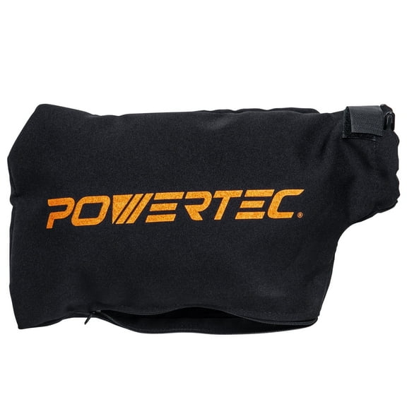 POWERTEC Miter Saw Dust Collector Bag for 10", 12" Miter Saw, Fits Nominal 2-1/2" Dust Ports, Hook and Loop Dust Bag w/Zipper and Wired Adjustable Stand for Belt Sander, 75075