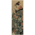 thumbnail image 2 of Utagawa Kuniyoshi 9x18 Gold Ornate Wood Frame and Double Matted Museum Art Print Titled - Fumi Yomu Musume (1844), 2 of 4
