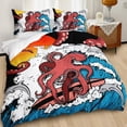 thumbnail image 2 of Pulpo Juego de Funda Nórdica King Size, Sunset Pulpo Surf Ropa de Cama para Niños Niños, 2 of 8