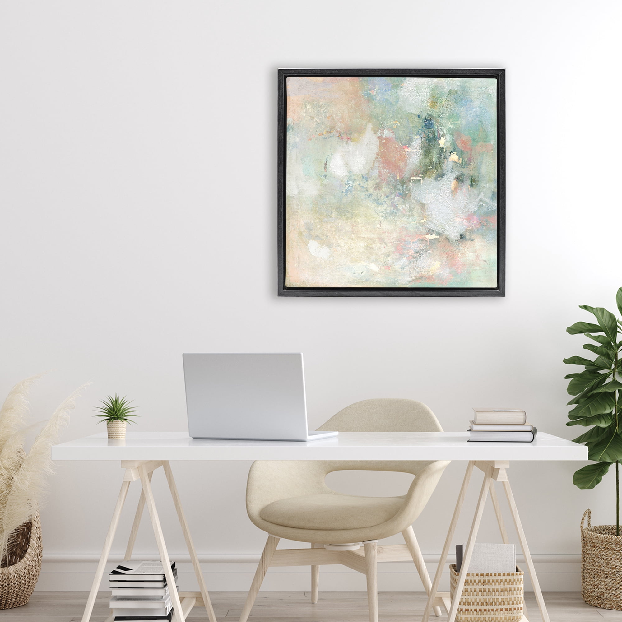 Stupell Industries Serene Pastel Brushstroke Harmony Black Framed Floater Canvas Wall Art, design by Carol Robinson