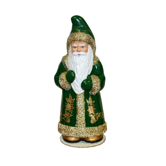 Alexander Taron 11.25" Santa Green Coat Schaller Christmas Paper Mache Candy Container