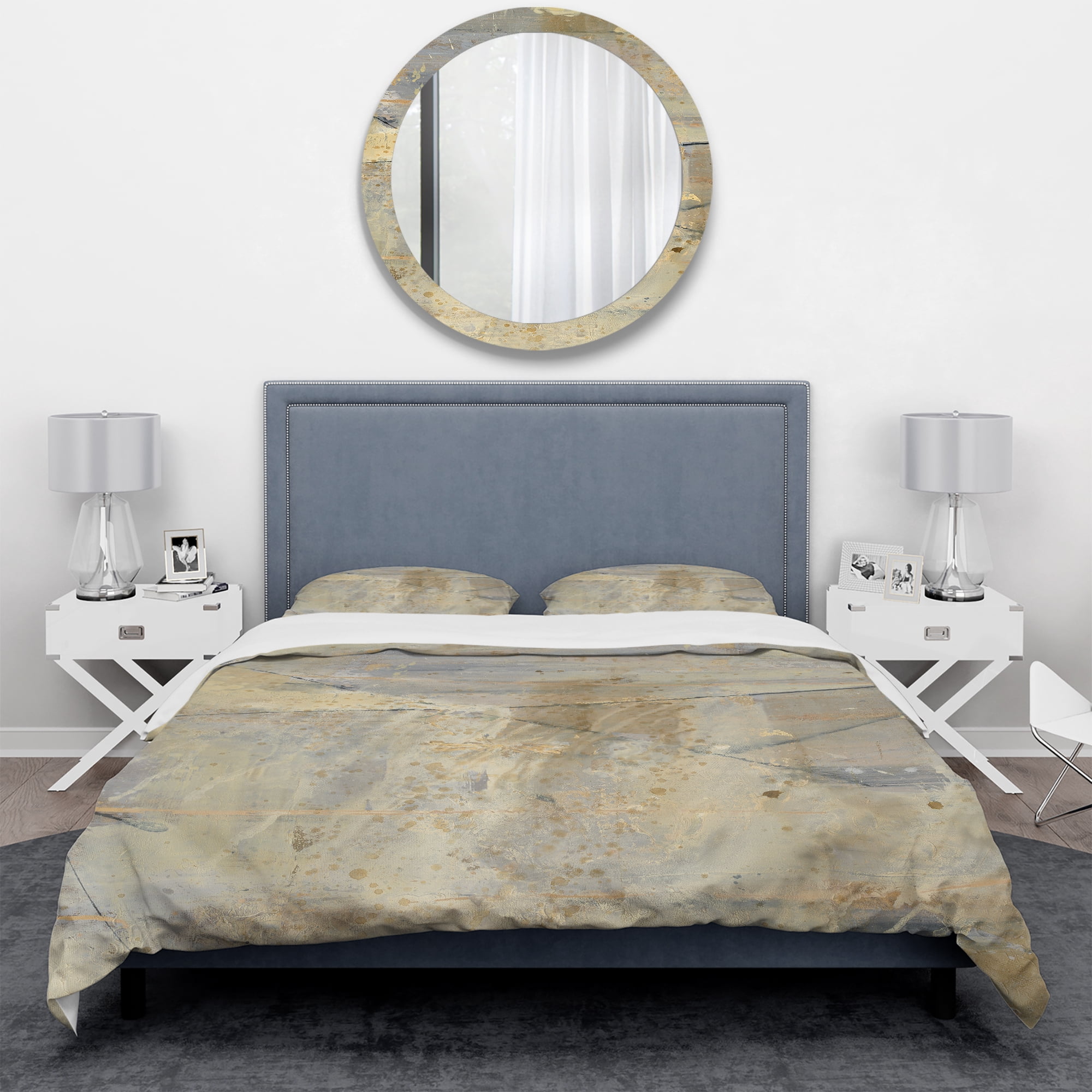 Designart 'Geometric Cream Block I' Geometric Duvet Cover Set