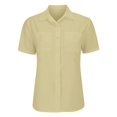 thumbnail image 4 of Bovemsi Women Cotton Shirt Printed Fashion Down Shirts Casual Tops Short Sleeve Blouse, Beige Women's Summer Shirts, L, 4 of 9