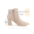 thumbnail image 5 of BLISSFUL STEP Women's Ankle Boots Rhinestone Bow Chunky Heel Pointed Toe Side Zip Boots Beige 9.5, 5 of 7