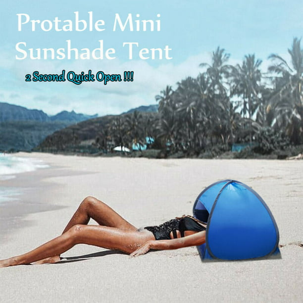 Mini Portable Outdoor Beach Tent Instant Lazy Tent Beach Sunshade Tent Sun  Shelter Pop Up Dome Tent Canopy Anti UV , Easy Set Up, Fully Automatic
