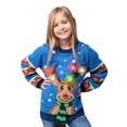 thumbnail image 3 of Joyfy Kid's Christmas Ugly Sweater LED Light-up Reindeer Christmas Sweater with Built-in Light Bulb for Boys and Girls, 3 of 11
