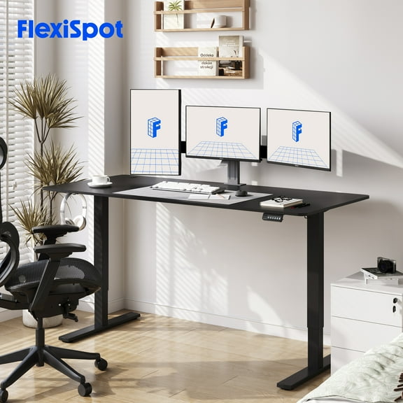FlexiSpot Electric Standing Desk with Memory Smart Panel, Height Adjustable Sit Stand Workstation with Splice Board for Home Office,71 x 32 inch, Black