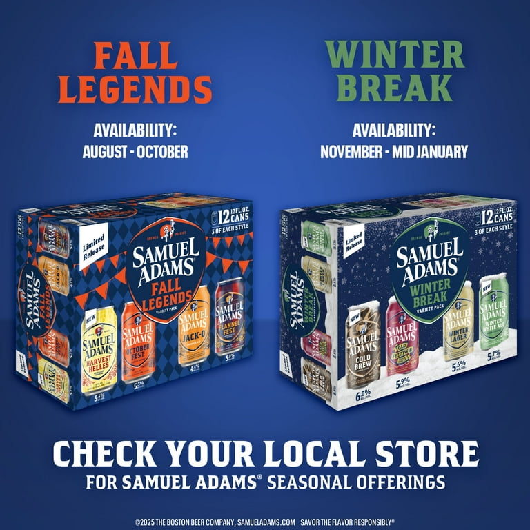 Samuel Adams Winter Break Seasonal Variety Craft Beer, 12 Pack, 12