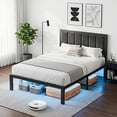 thumbnail image 2 of Bexfil Twin Size Upholstered Bed Frame with Metal Slat Support, Metal Platform Bed Frame Charging Station Mattress Foundation, Gray, 2 of 7