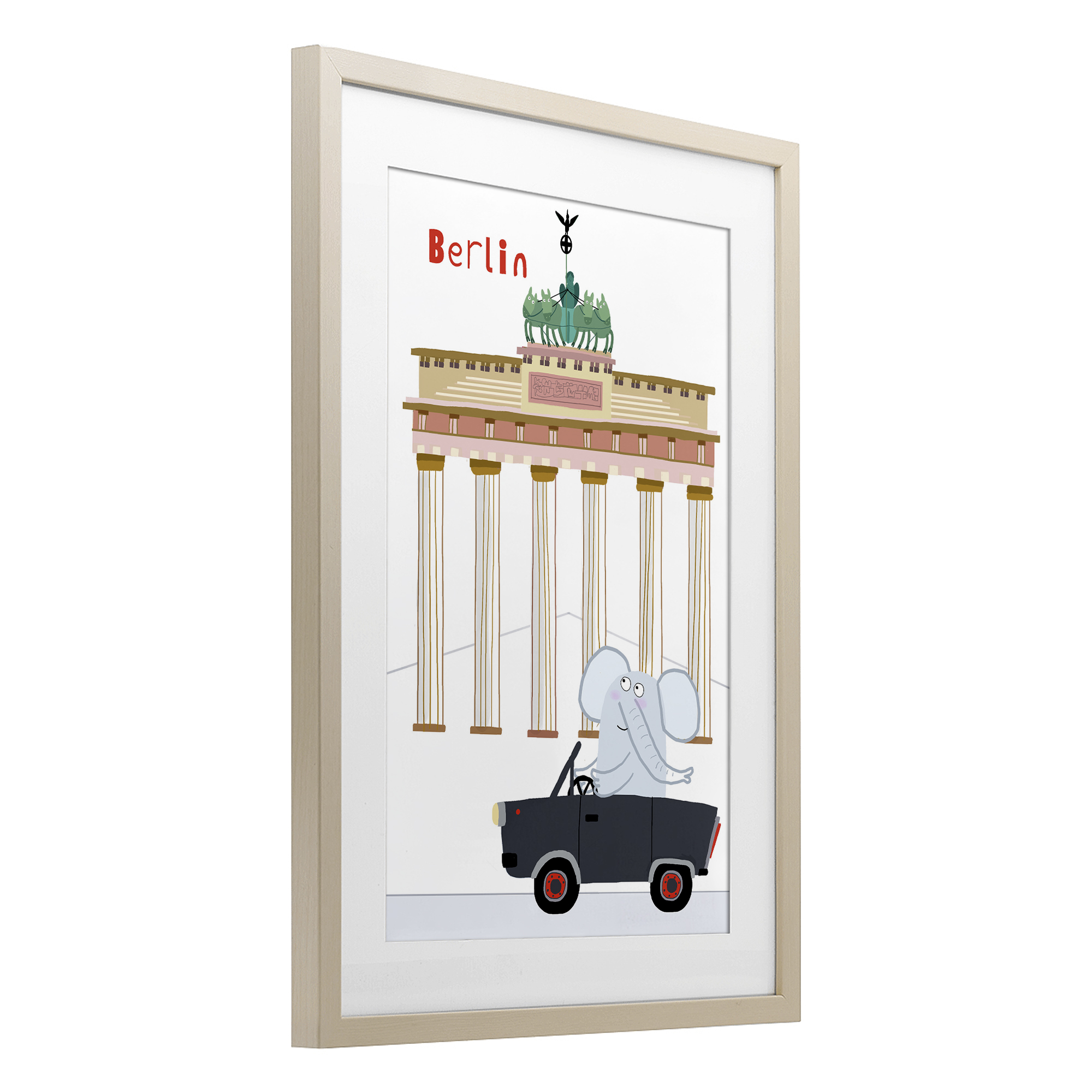 Elephant & Berlin Architecture Birch Framed Print Under Glass, design by Carla Daly