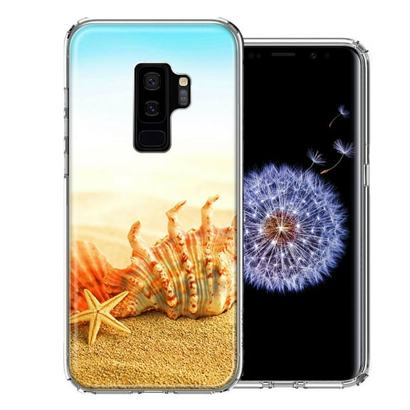 MUNDAZE For Samsung Galaxy S9 Plus Beach Shell Design Double Layer Phone Case Cover