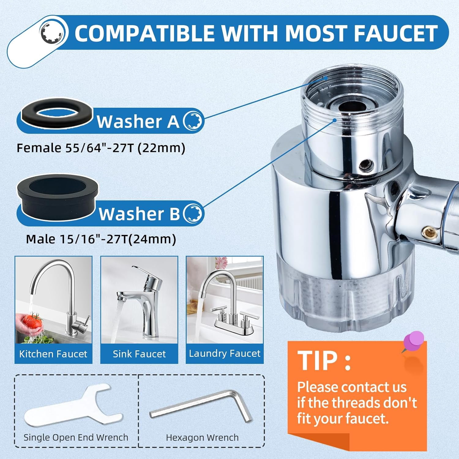 1080° Swivel Faucet-Extender Sink-Aerator - 2 Mode Splash Water Filter Extension, Kitchen Bathroom 360° Rotatable Spray Attachment, Multifunctional Universal Robotic Arm -Wash Hand/Hair/Face
