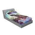 thumbnail image 2 of Ambesonne Fantasy Fitted Sheet & Pillow Sham Set, Crashed Spaceship Art, Twinxl, Blue Green, 2 of 2