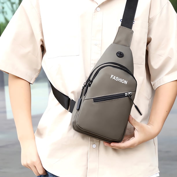 Xihbxyly Bolsa de Pecho con Cremallera Inclinada, Impermeable, para Deportes Al Aire Libre, Correa Ajustable, Bolsillos de Acceso Rápido, Poliéster Cómodo, Ideal para Viajes, Running, Uso Informal, T
