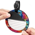 thumbnail image 2 of Cat Set of 2pcs PU Leather Round Suitcase Tags with Privacy Cover and Name ID Tag - Ideal for Travel Luggage, Handbags, Backpacks, School Bags, 2 of 6
