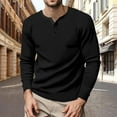thumbnail image 2 of European Business Men Loose Fit Long Sleeve T-Shirt Solid Color Open Neck Button Down Casual Comfortable Sports Top Men's Lightweight Crewneck Tee Tops, 2 of 8