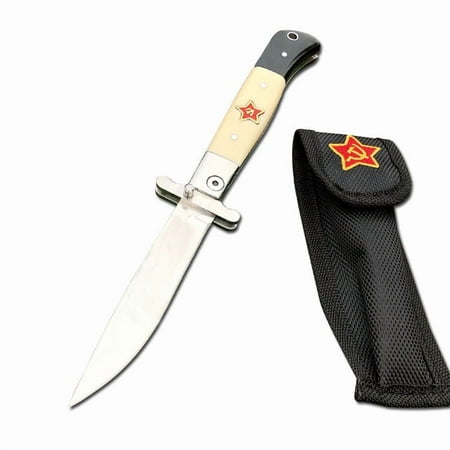 Outdoor Camping Russian Finka NKVD KGB Wit EDC Manual Folding Pocket Knife Black and White Resin Handle 440C Mirror Blade knives