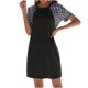 thumbnail image 1 of Vestido de cobertura de empalme de leopardo delgado de malla con cuello retro vintage de manga corta para mujer Fridja  qw1261, 1 of 8