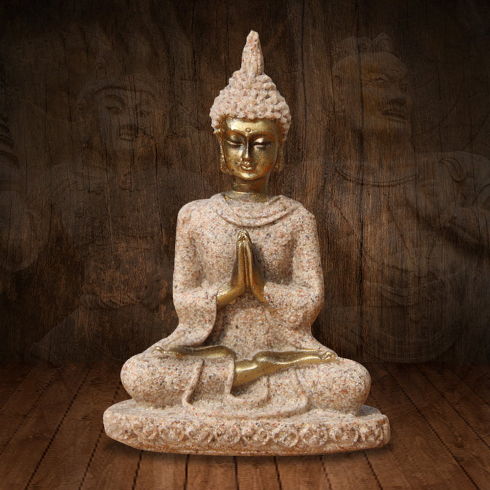 Meditation Seated Buddha Statue Sandstone Decors Figurine Art Furnishing Ar F7O2 