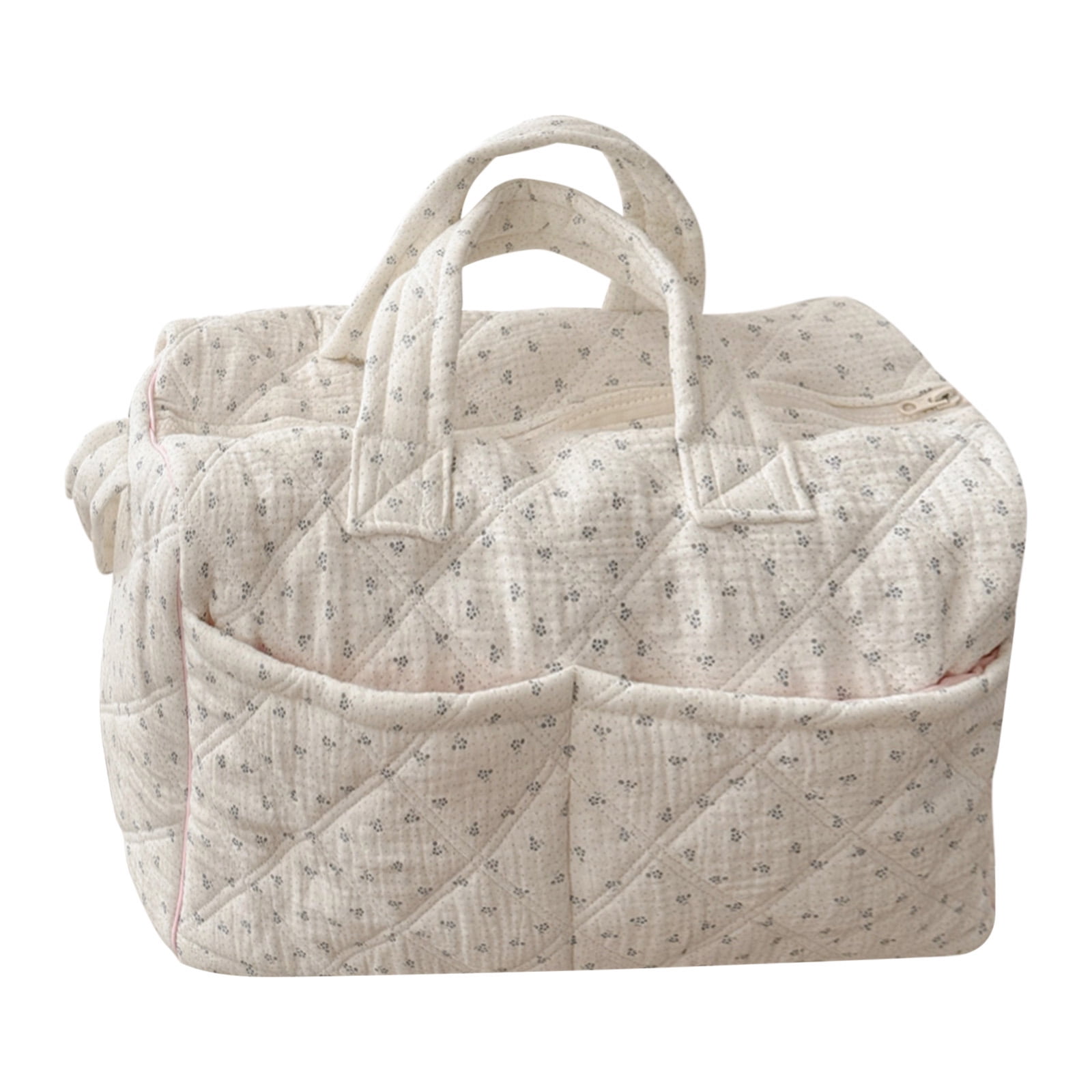 Quilted Duffle Bag with Detachable Strap, Portable Gym Weekender Bag with Pockets, Diaper Bag Tote for Office Work