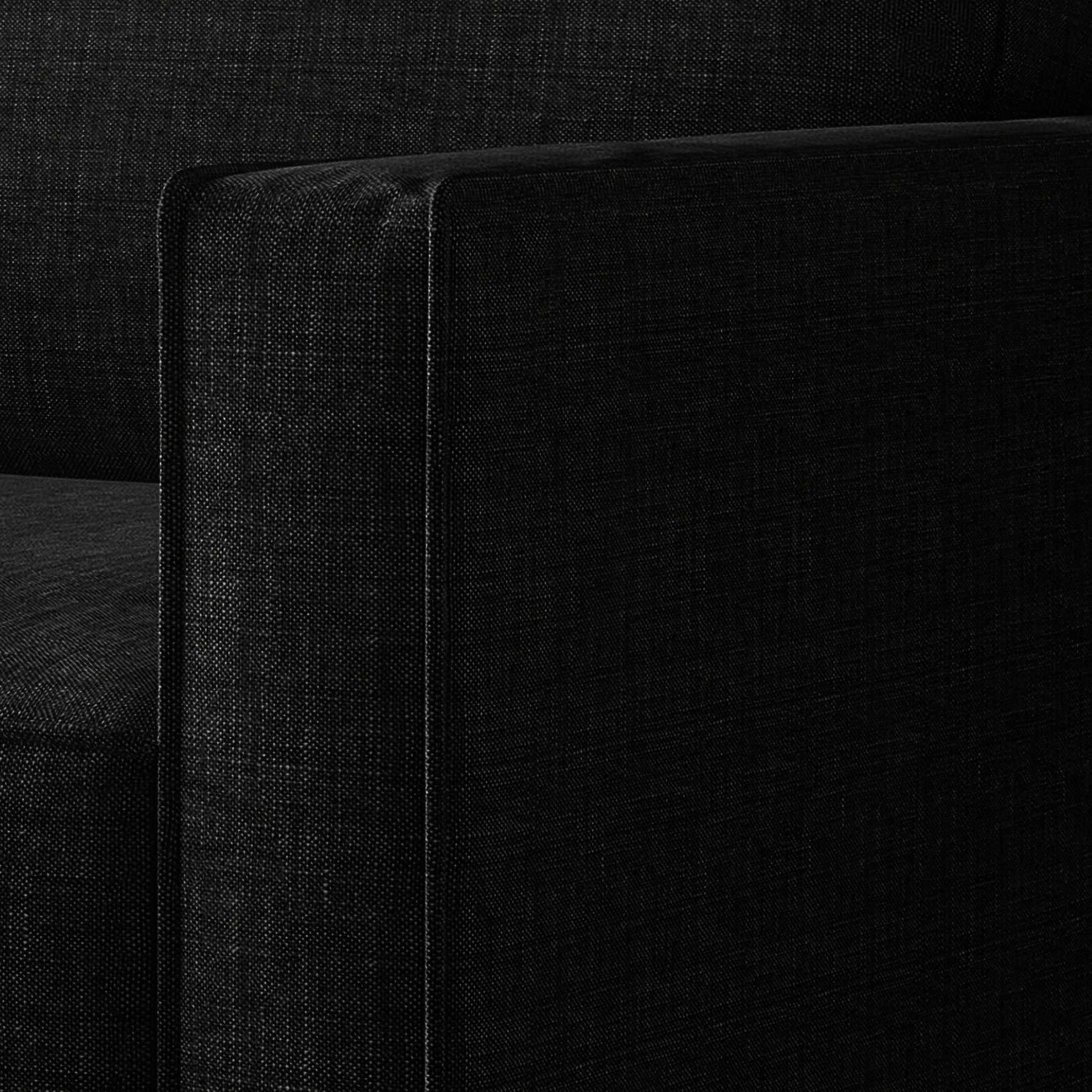 Home Design Marcia Square Arm Sofa with Padded Back and Seat, Modern Upholstery, Black Legs, Comfortable Living Room Seating, Black