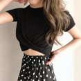 thumbnail image 5 of Women's Loose Fit Versatile Crewneck Short Sleeve Solid Color T-Shirt Tee Soft Comfy Casual Daily Wear | CSEONE,Black L, 5 of 6