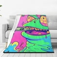 thumbnail image 4 of Salouo Psychedelic Cartoon Frog Print Bed Blankets,Flannel Blanket Comfortable Air Conditioning Blanket Lightweight Blanket for Sofa Bed Travel & Couch -80"x60", 4 of 8