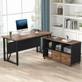 thumbnail image 7 of Tribesigns L-Shaped Computer Desk, 55 inches Executive Desk with 43"lateral File Cabinet, Gaming Desk Business Furniture with Drawers and Storage Shelves, 7 of 7