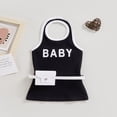 thumbnail image 3 of Girls Summer Dress Letter Print Ribbed Sleeveless Dress and Fanny Pack, 3 of 9