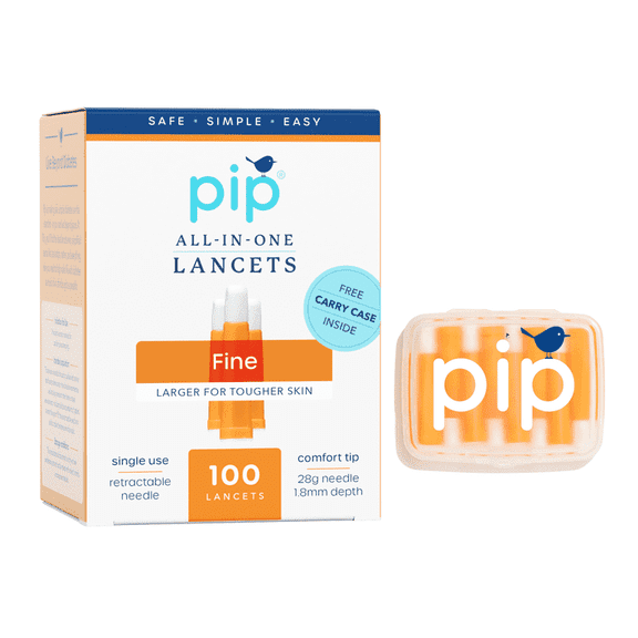 Pip Lancets, All-in-One Diabetes Safety Lancets, 28g x 1.8mm, 100 Count Box