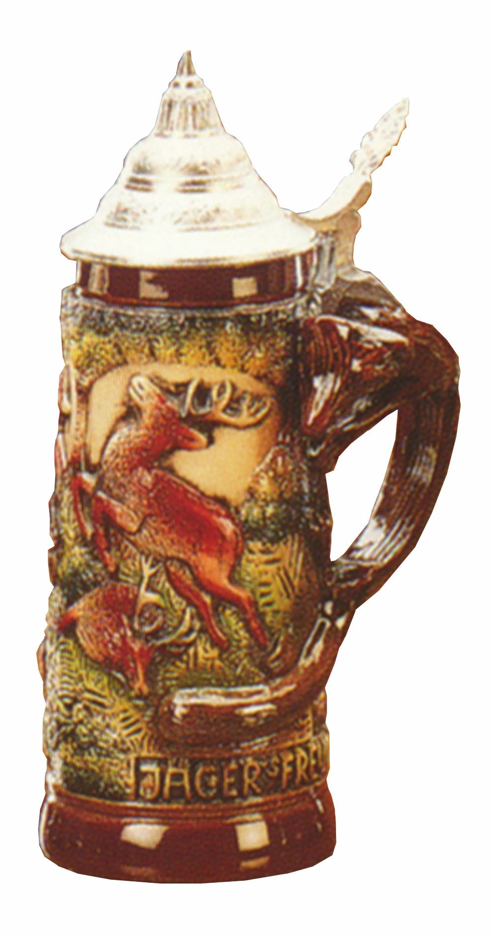 German Beer Stein Fox handle hunting stein 0.5 liter tankard, beer mug