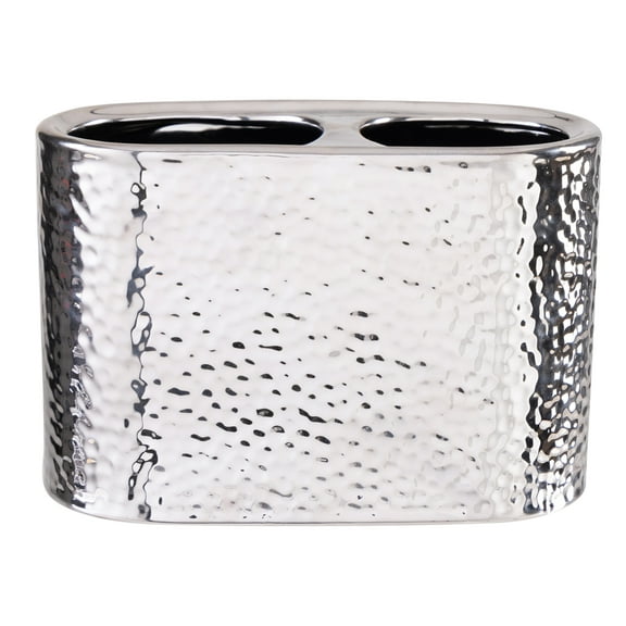 ELLE Paris Hammered Metallic Ceramic Toothbrush Holder