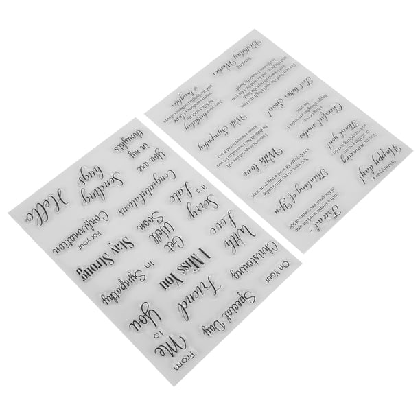 2 sellos transparentes con palabras fondo inglés en relieve texto vintage sellos para álbumes de recortes con patrón de palabras de felicitación para decoración de ANGGREK Otros