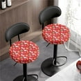 thumbnail image 3 of FKELYI 2 Pieces Round Stool Cover Red Size L Polyester Circle Bar Stool Covers for Foldable Christmas Print Circle Chair Seat Covers with Elastic Edge, 3 of 6