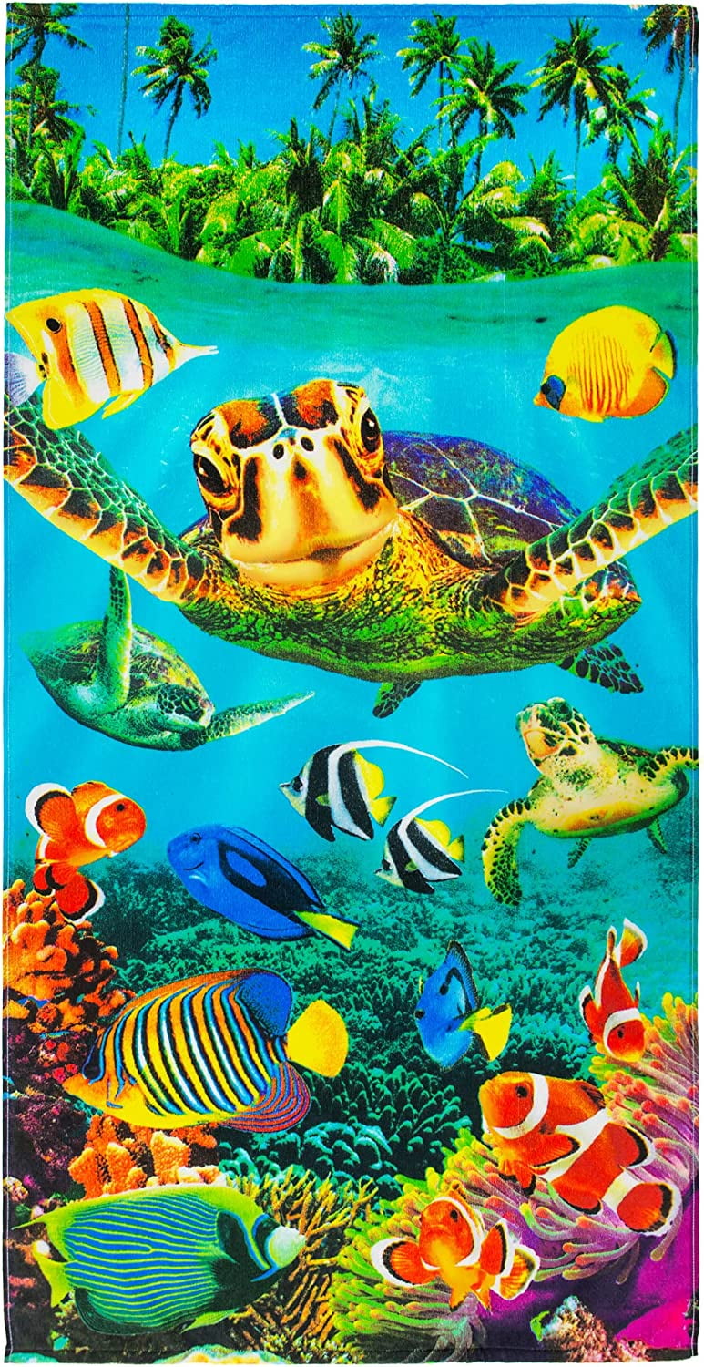 Beachland Turtle Beach Towel 30 x 60 inch Fishes Underwater Tropical