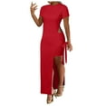 thumbnail image 1 of asddcavvf Tank Tops Women Tied Detail Slit Asymmetrical Top & Shorts Set, 1 of 4