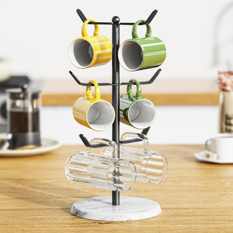 NIFFGAFF Mug Holder with Marble Base Cup Tree with Hooks