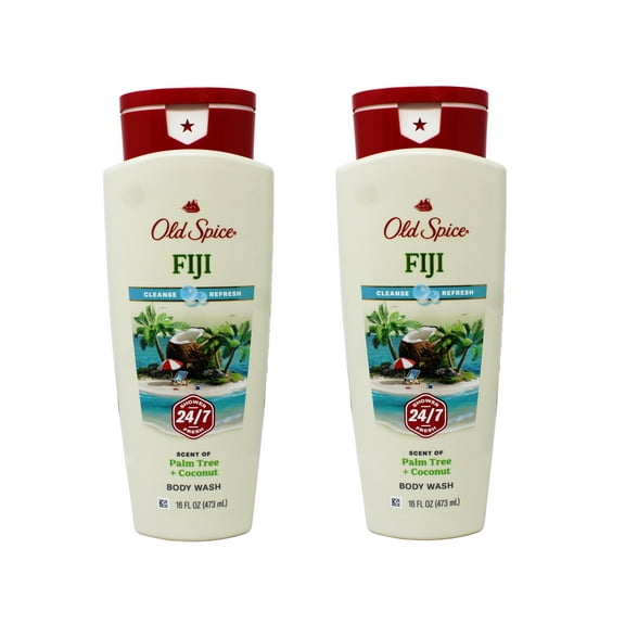 2 Pack - Old Spice Body Wash Fiji, Scent of Palm Tree Coconut, Cleanse & Refresh, 16 FL OZ