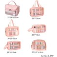 thumbnail image 4 of XYCCA 1/3/6Pcs Travel Portable Clear Cosmetic Bag Letters Print Waterproof Makeup Storage Pouch Handbag Zippered Large Capacity Toiletry Organizer Handbag Organizer-4605, 4 of 5