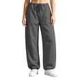 thumbnail image 2 of Jogger Sweatpants for Women Barrel Drawstring Loose Fit Track Pants Casual Elastic Waist Pants with Pockets Trendy Fall Outfits Lounge, 2 of 7